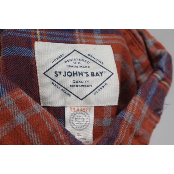 St. John Bay Men Blue Red Plaid Flannel Classic Fit Casual Size Large - Picture 2 of 9
